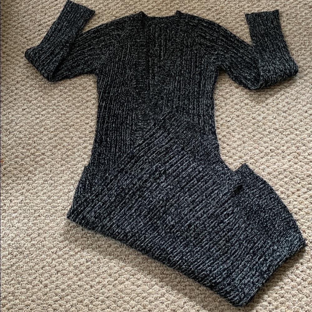 Elegant Black and White Long Sweater Coat